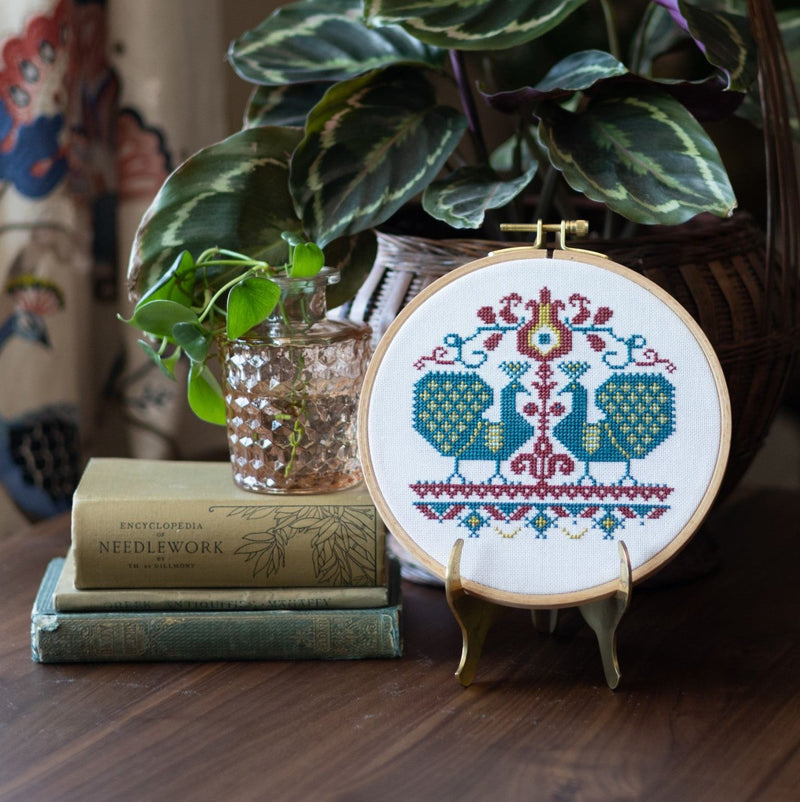 Vlachernai Peacocks Cross Stitch Hoop Kit-zoom-