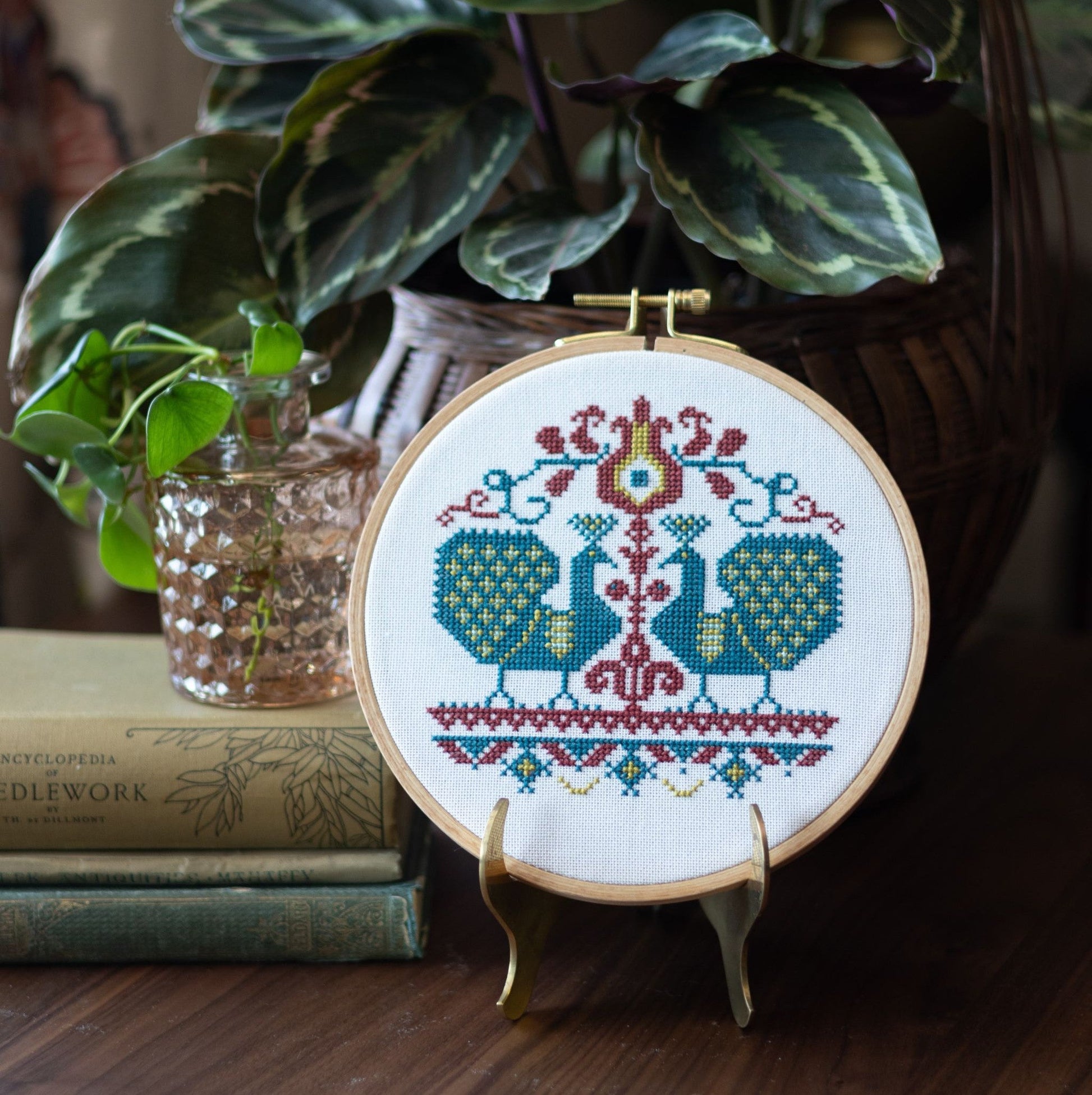 Vlachernai Peacocks Cross Stitch Hoop Kit-3