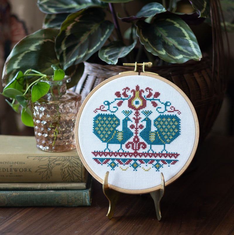 Vlachernai Peacocks Cross Stitch Hoop Kit-zoom-