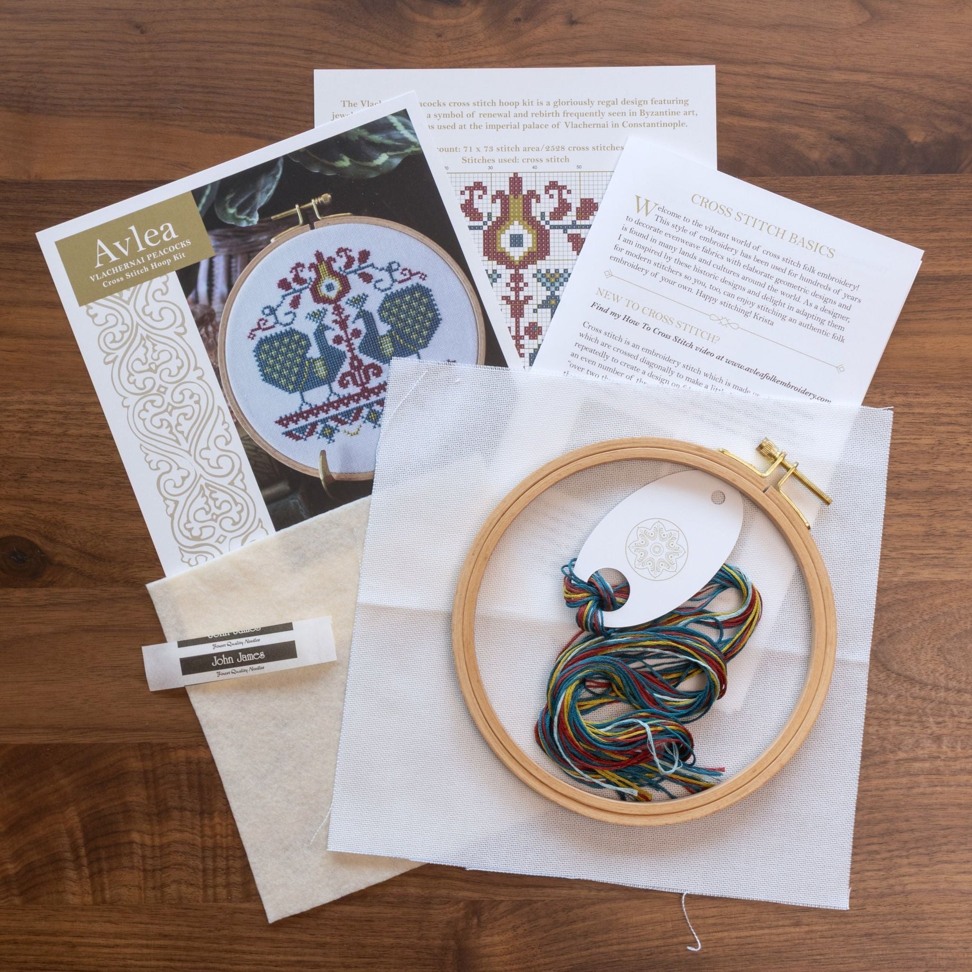 Vlachernai Peacocks Cross Stitch Hoop Kit-6
