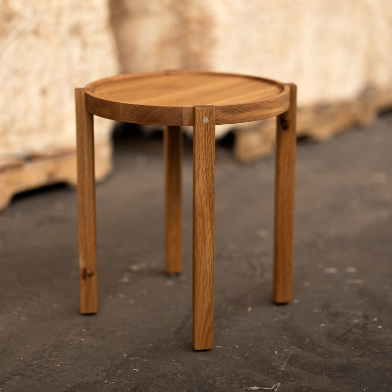 Waverly Side Table | Modern Round Wood Side Table with Metal Details-zoom-