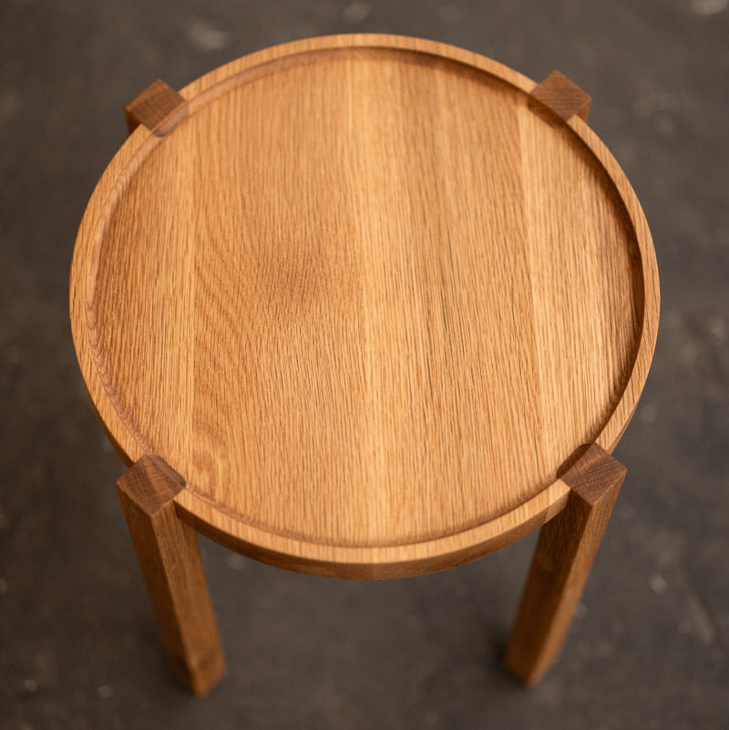 Waverly Side Table | Modern Round Wood Side Table with Metal Details-zoom-