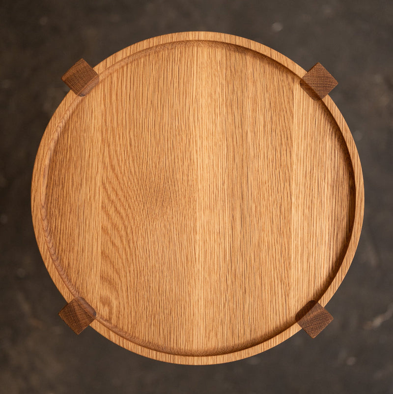 Waverly Side Table | Modern Round Wood Side Table with Metal Details-zoom-