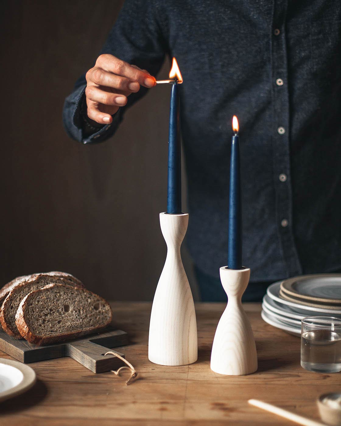 Pantry Wooden Candlestick Holder - Aware House