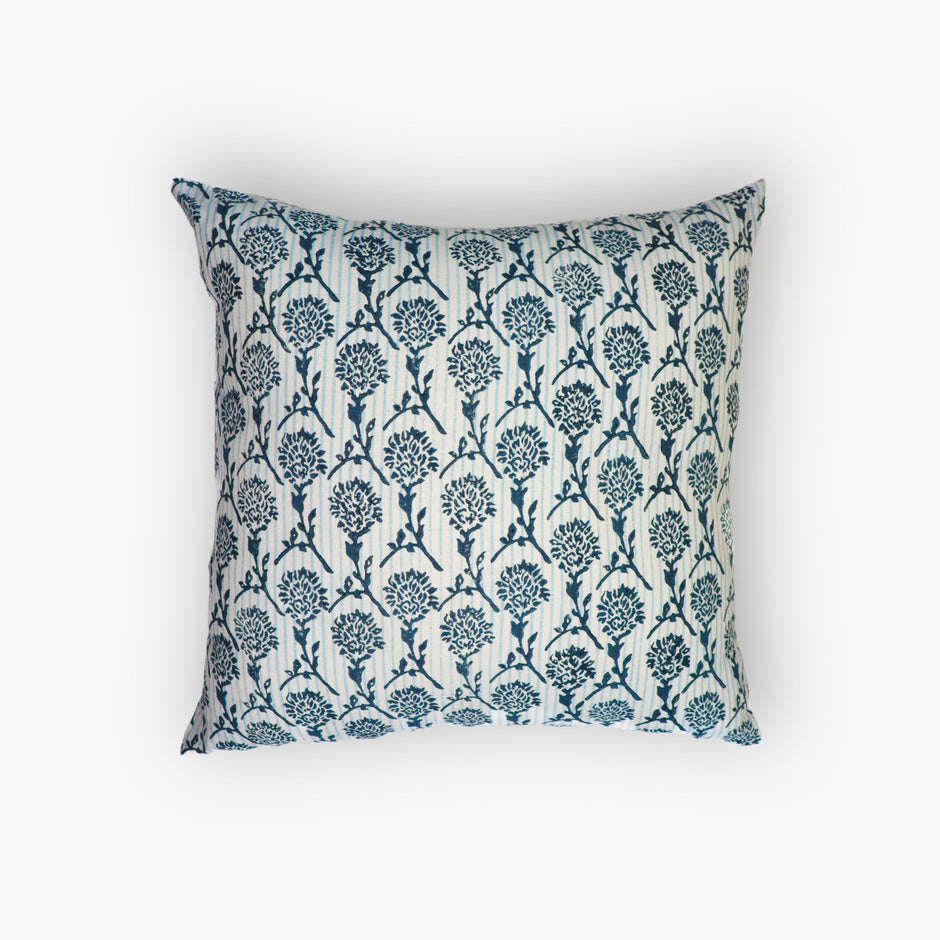 Nikhar Pure Linen Throw Pillow Cover – Azure Blue