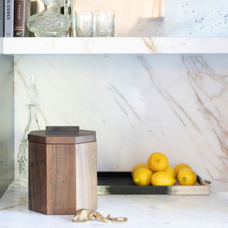 Unique Wooden Ice Bucket in Blackened Cherry - Aware House