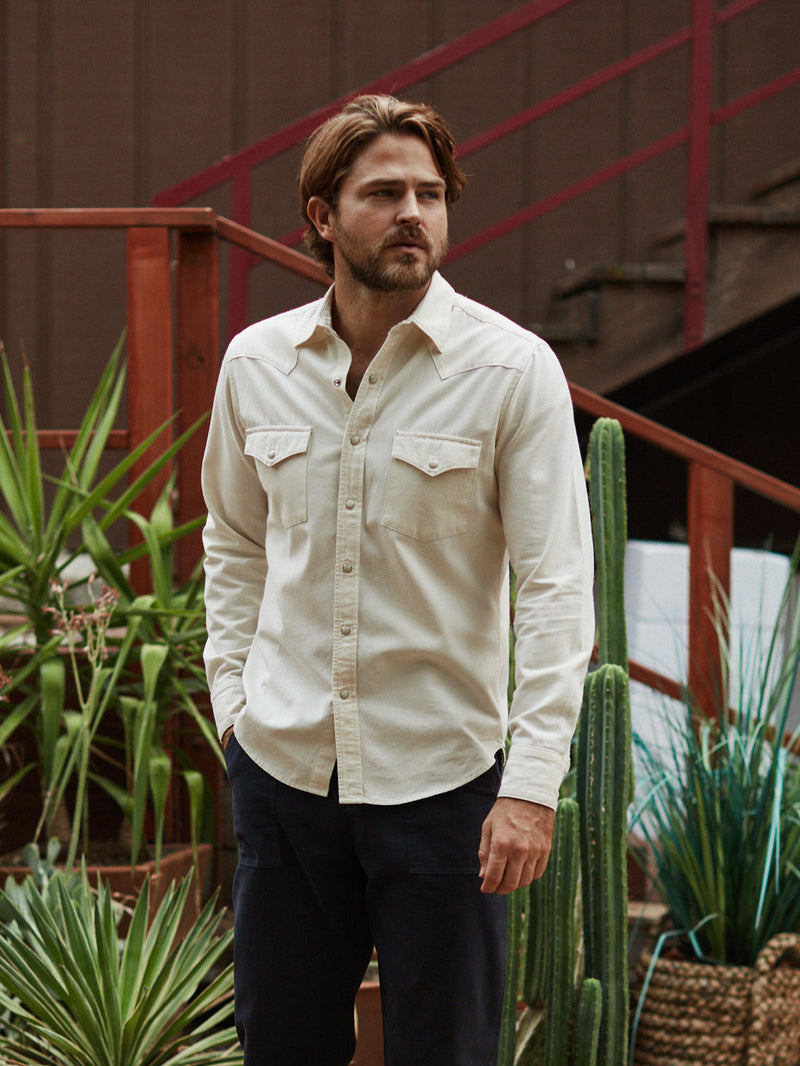 Bone Ecru Denim Men's Shirt-zoom-