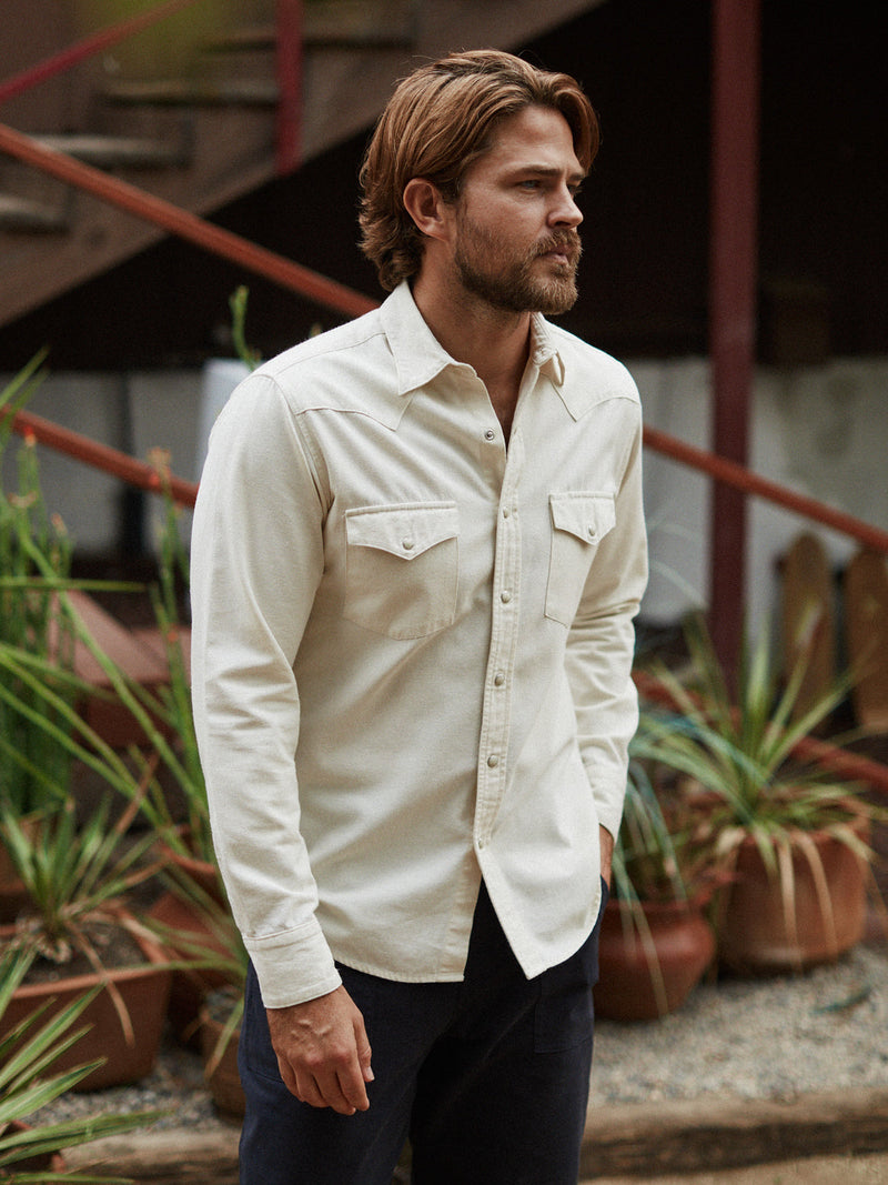 Bone Ecru Denim Men's Shirt-zoom-