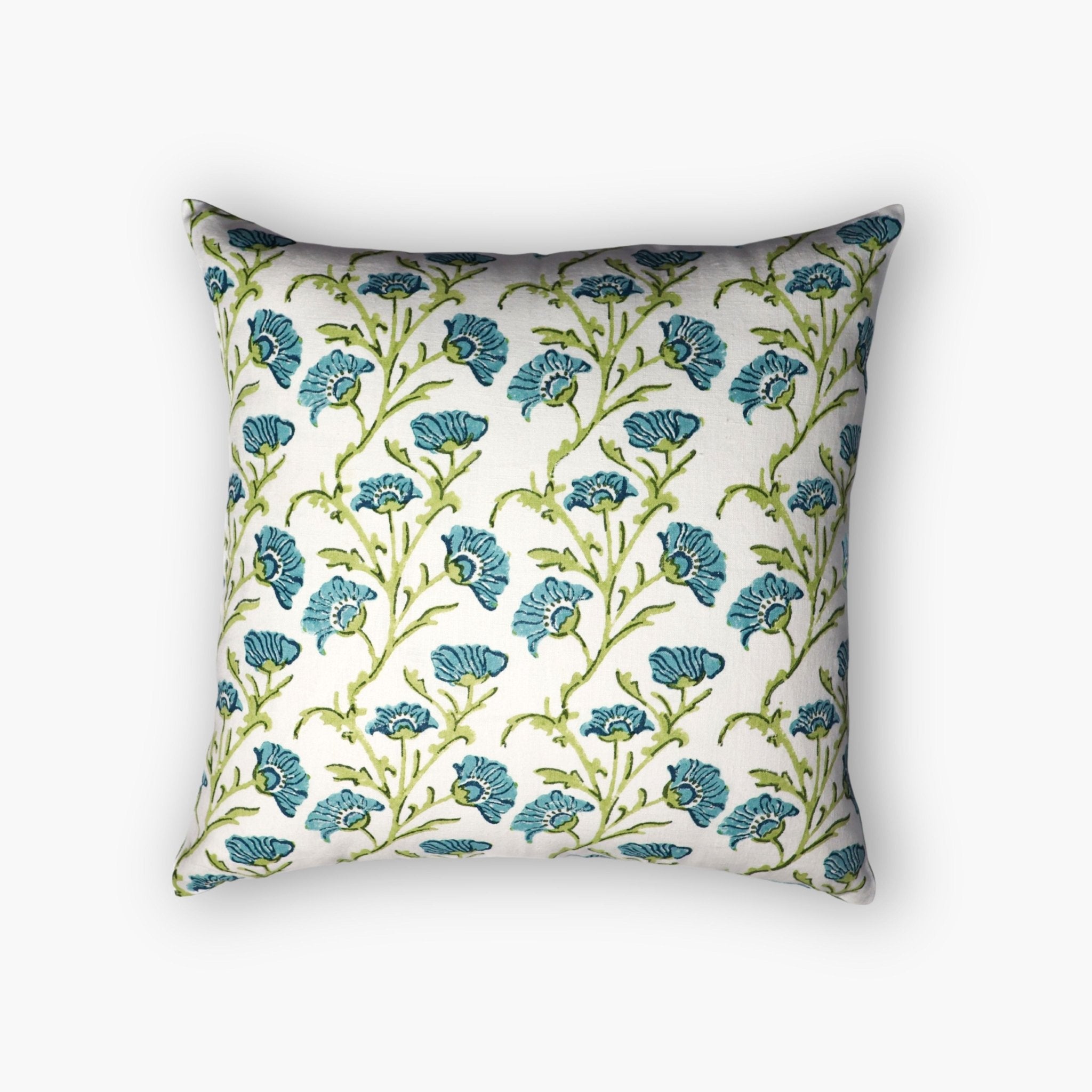 Bella Throw Pillow Cover – Olive Green & Blue - Aware House - Banyan & Birch -