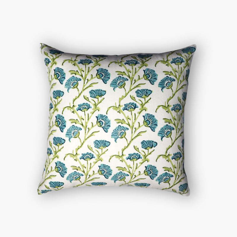 Bella Throw Pillow Cover – Olive Green & Blue-zoom-