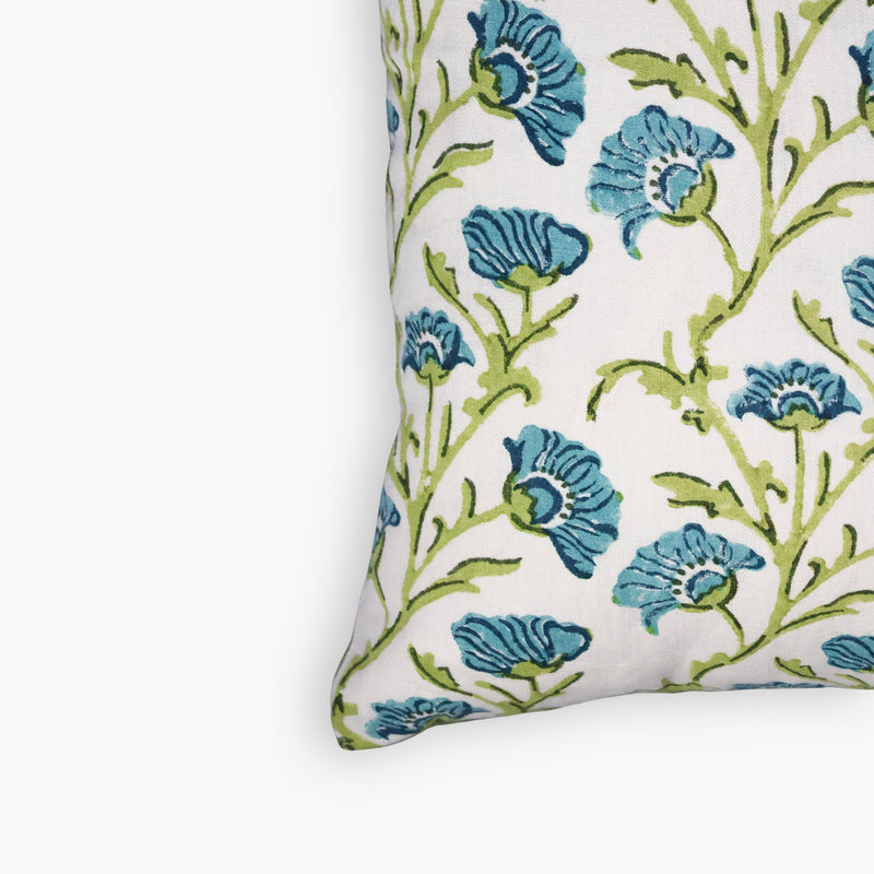 Bella Throw Pillow Cover – Olive Green & Blue-zoom-