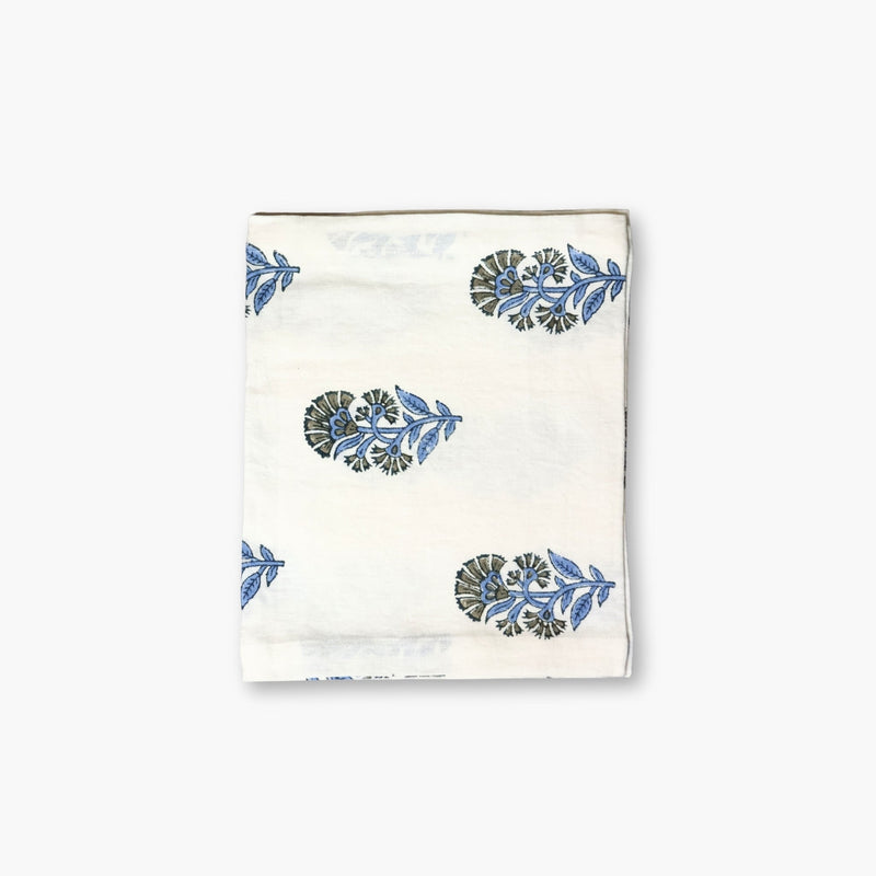 Begum Hand-Printed Linen Table Runner – Cornflour Blue-zoom-