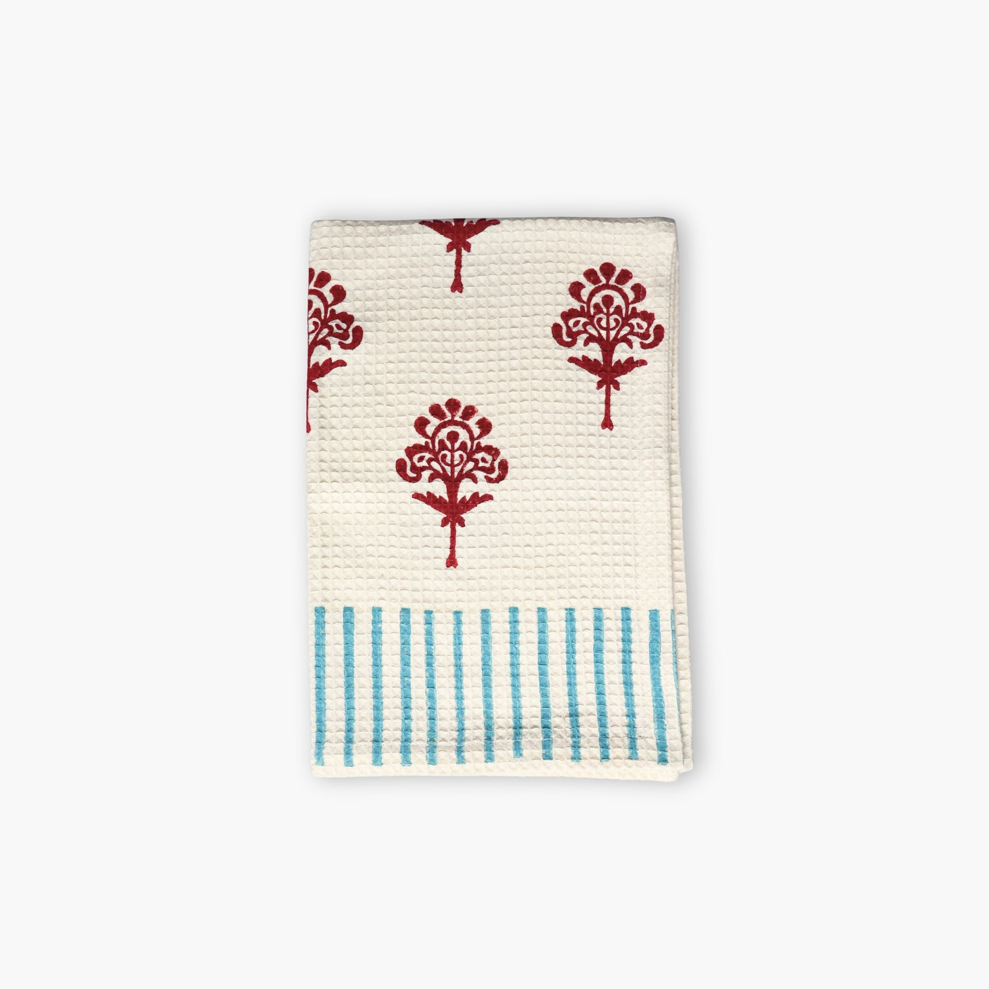Harmony Cotton Waffle Kitchen Towels – Red Dahlia-1