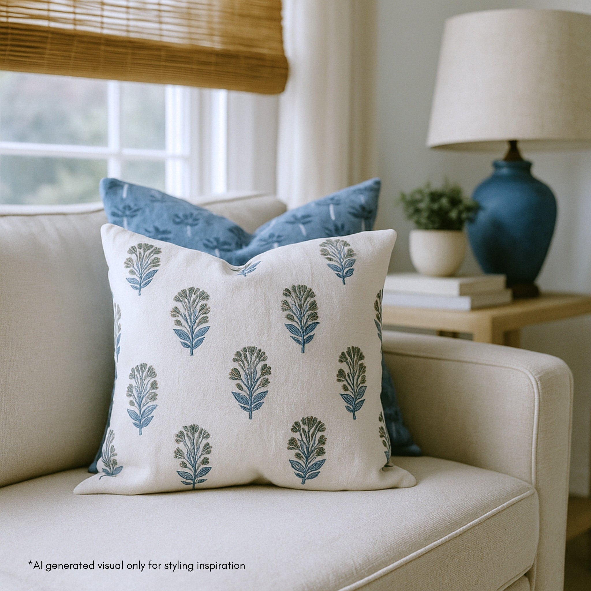 Begum Throw Pillow Cover – Cornflour Blue