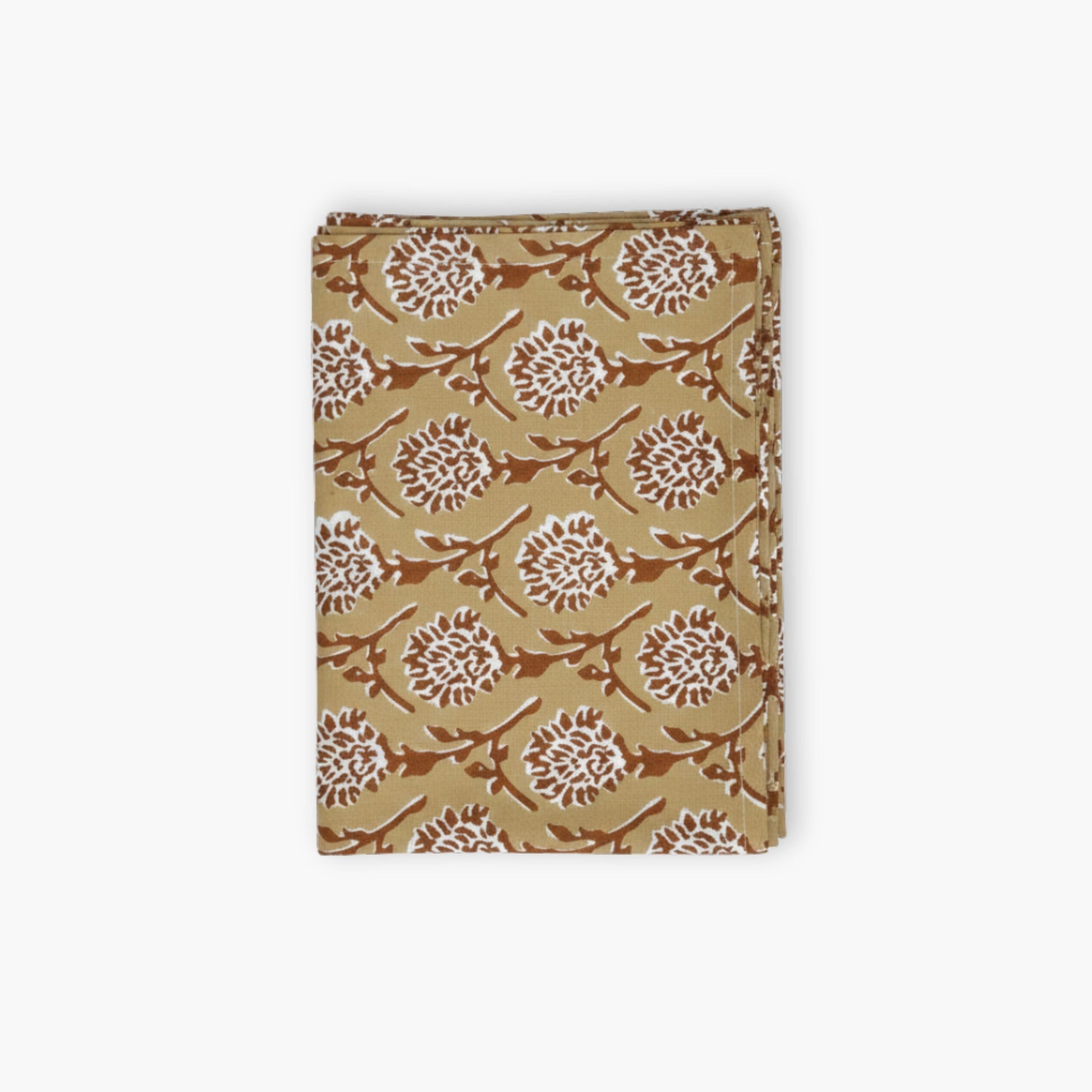Nikhar Hand-Printed Linen Table Runner – Chai Brown-1