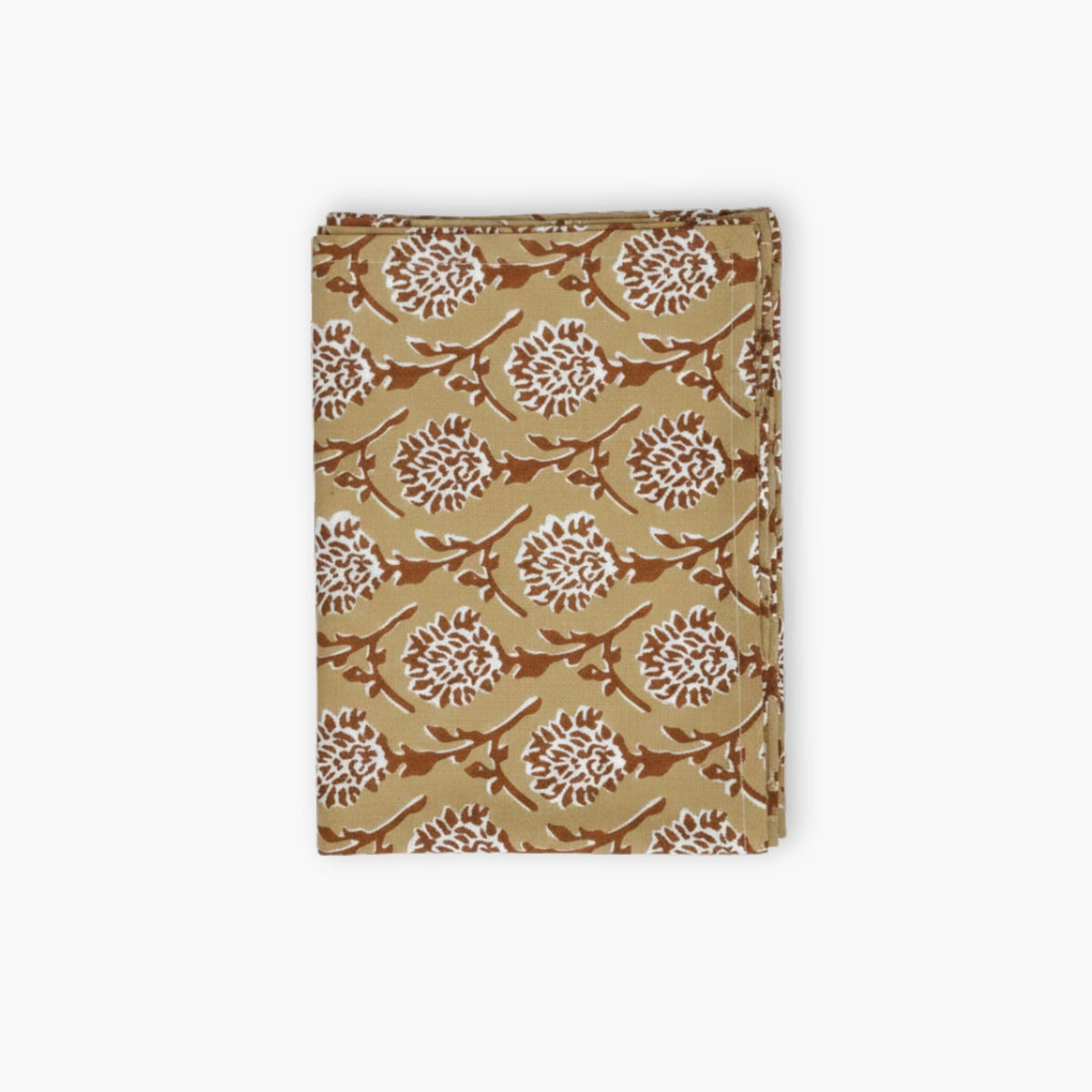 Nikhar Hand-Printed Linen Table Runner – Chai Brown - Aware House - Banyan & Birch -