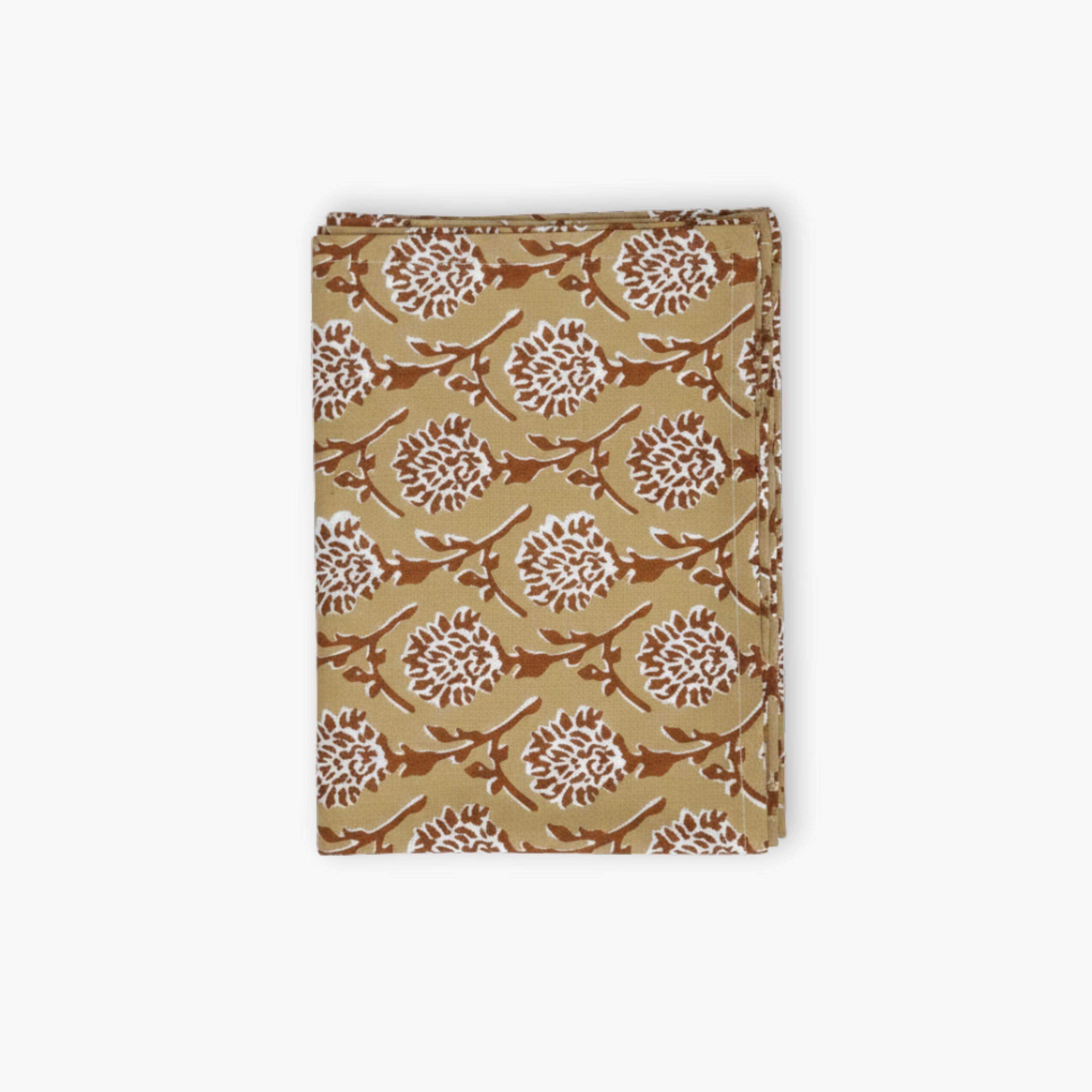 Nikhar Hand-Printed Linen Table Runner – Chai Brown