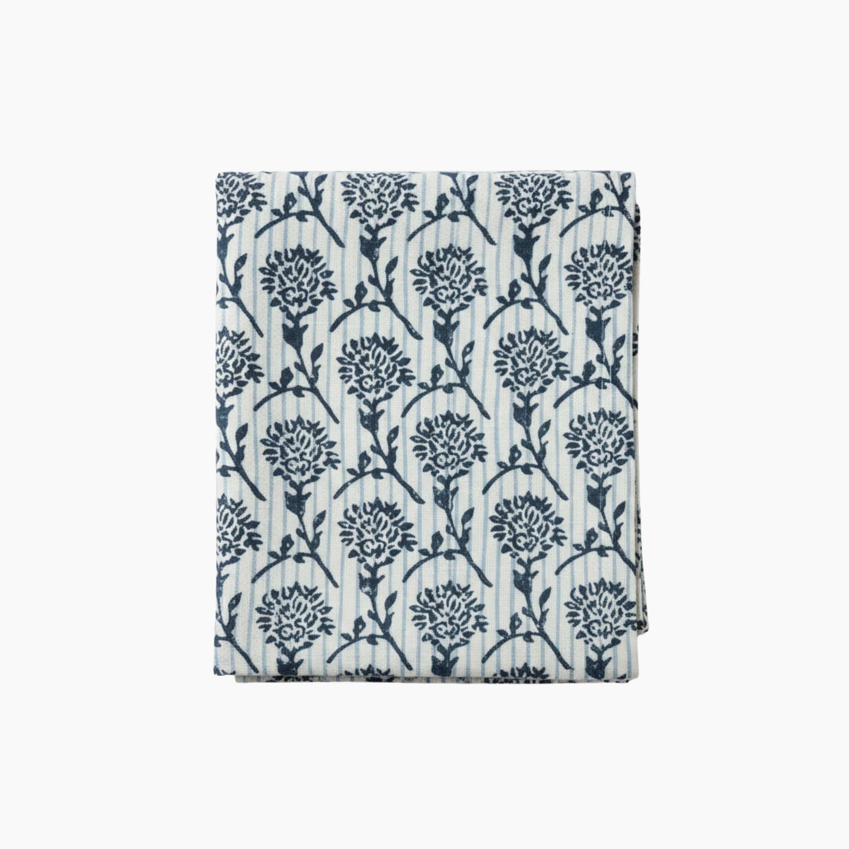 Nikhar Hand-Printed Linen Table Runner – Azure Blue-zoom-1