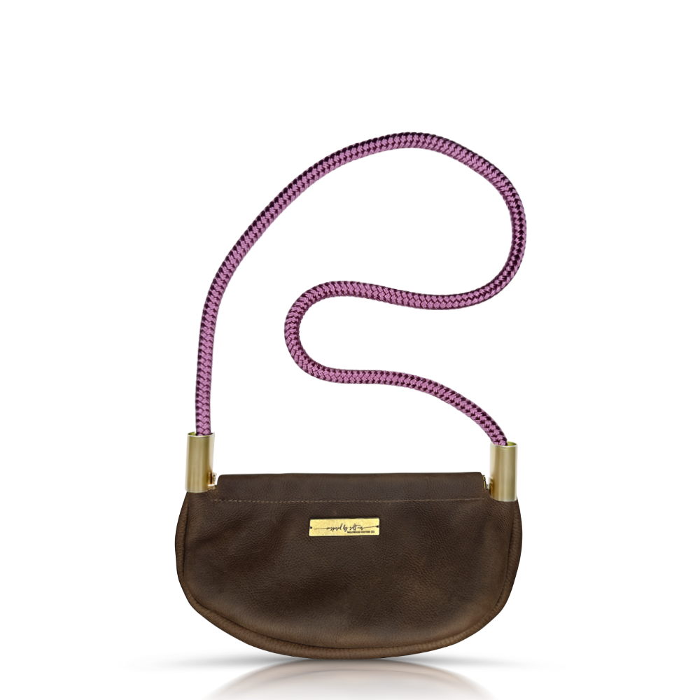 Clam Shell Bag in Brown Leather-65