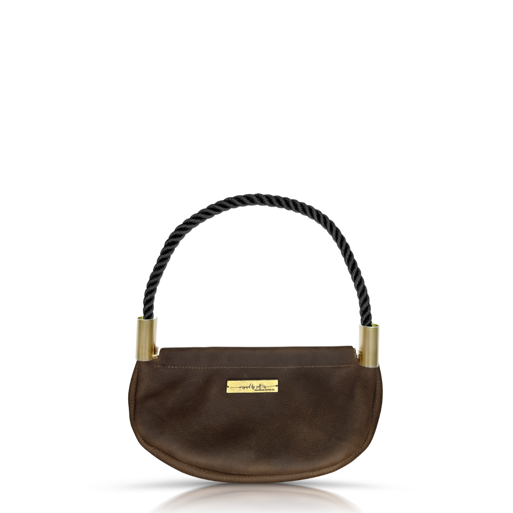 Clam Shell Bag in Brown Leather-9