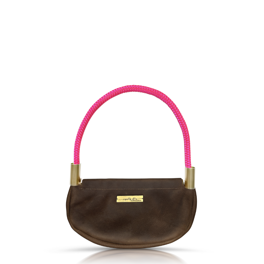 Clam Shell Bag in Brown Leather-zoom-7