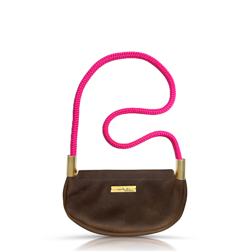 Clam Shell Bag in Brown Leather-zoom-