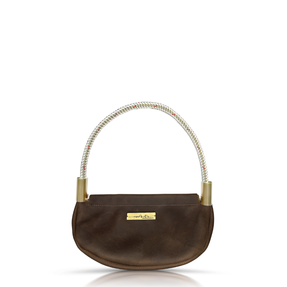 Clam Shell Bag in Brown Leather-3