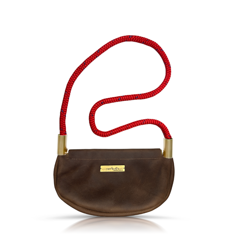 Clam Shell Bag in Brown Leather-zoom-