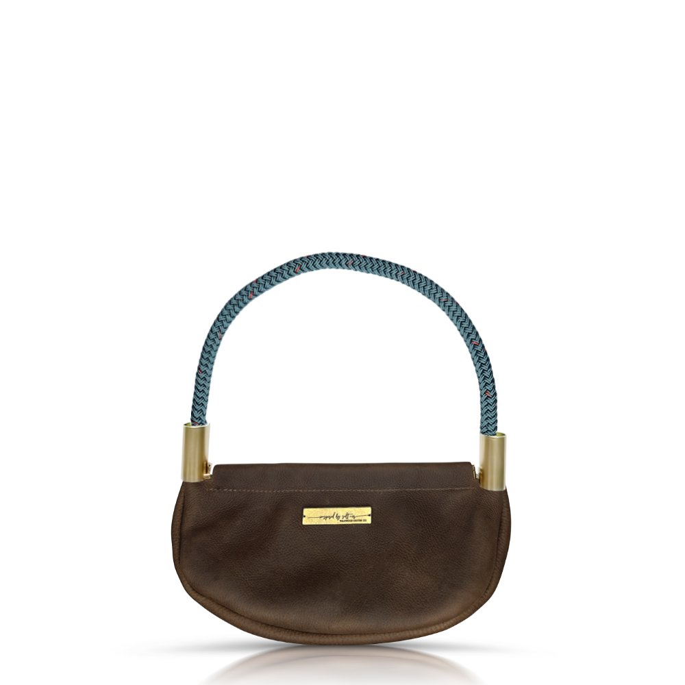 Clam Shell Bag in Brown Leather