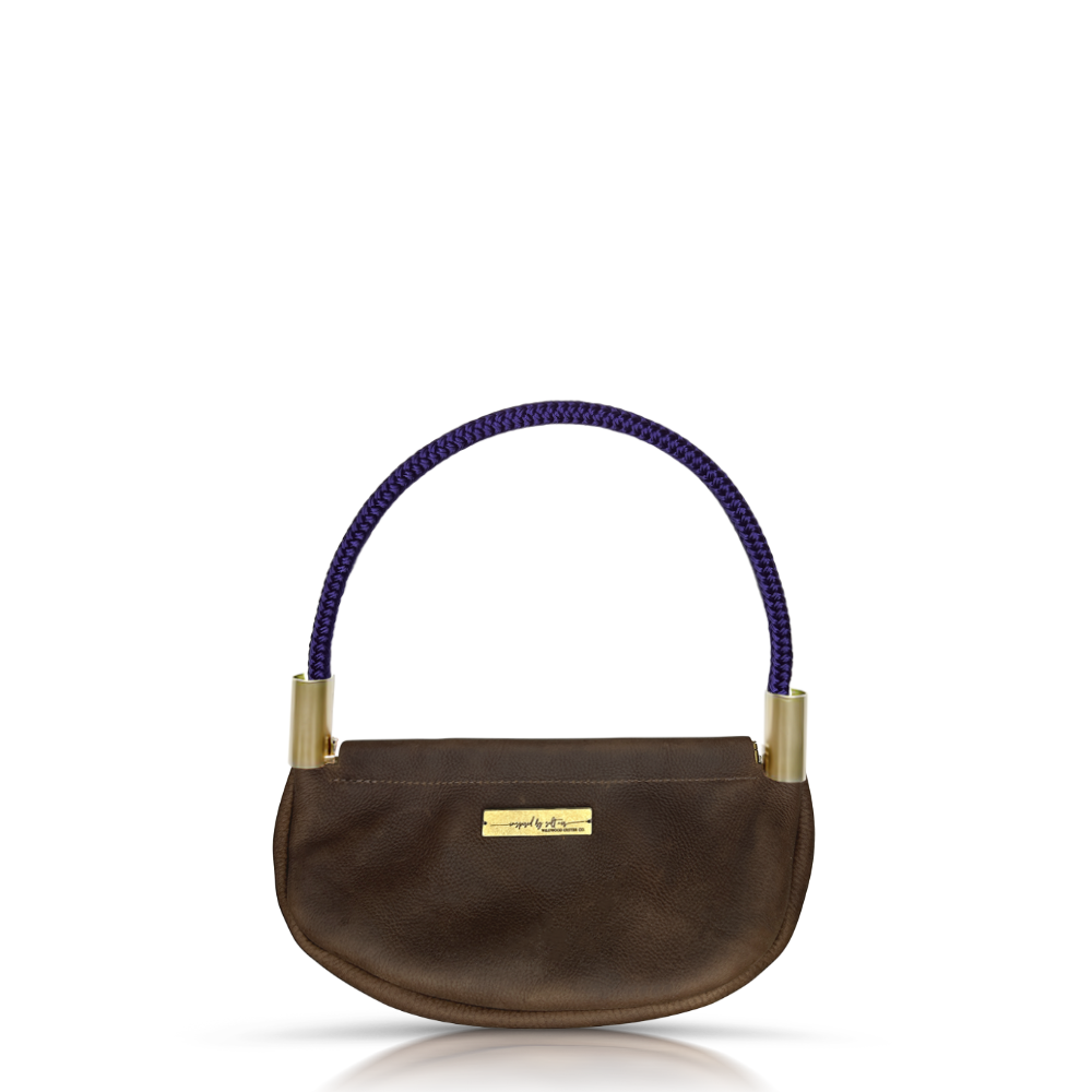 Clam Shell Bag in Brown Leather-6