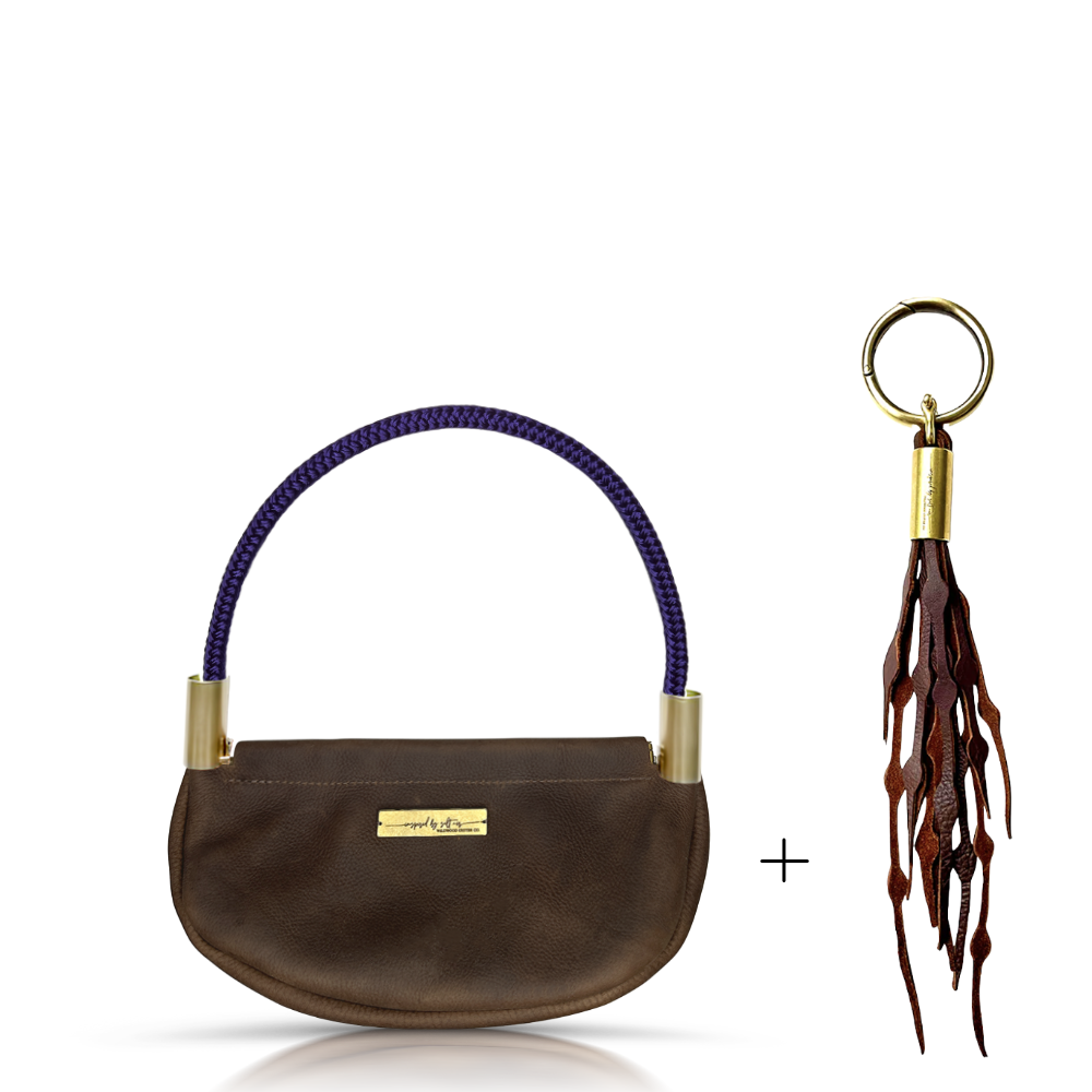 Clam Shell Bag in Brown Leather-zoom-30