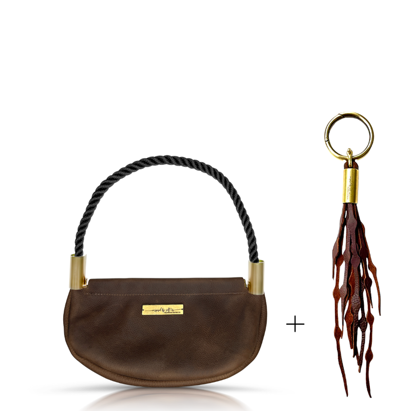 Clam Shell Bag in Brown Leather-zoom-