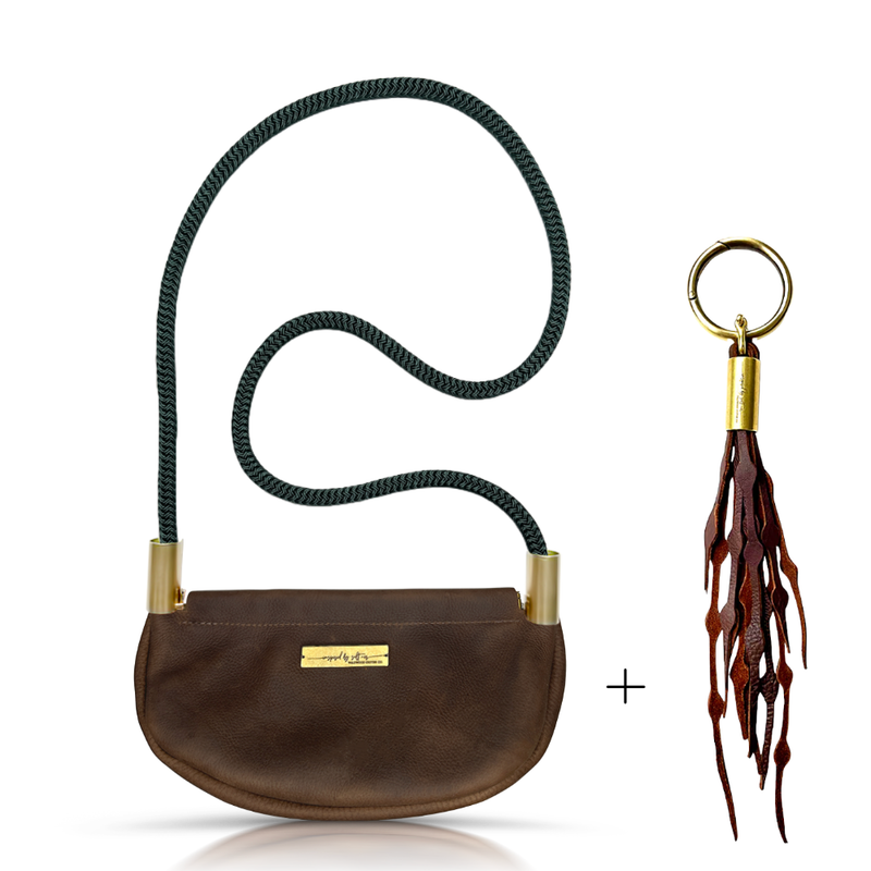 Clam Shell Bag in Brown Leather-zoom-