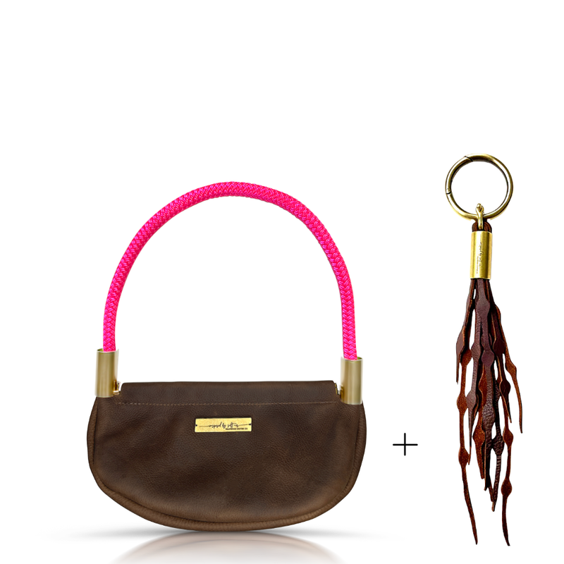 Clam Shell Bag in Brown Leather-zoom-