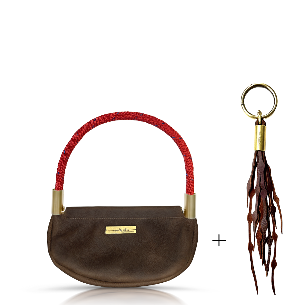 Clam Shell Bag in Brown Leather-zoom-56