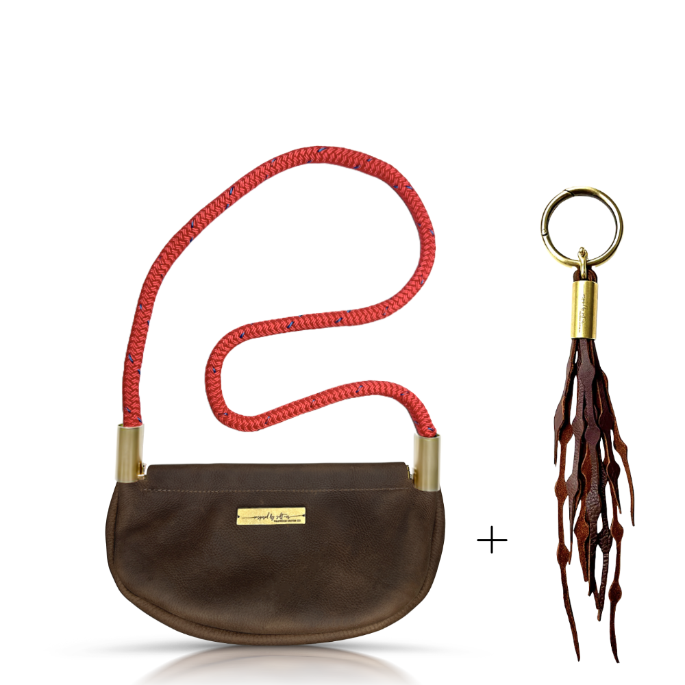 Clam Shell Bag in Brown Leather-58