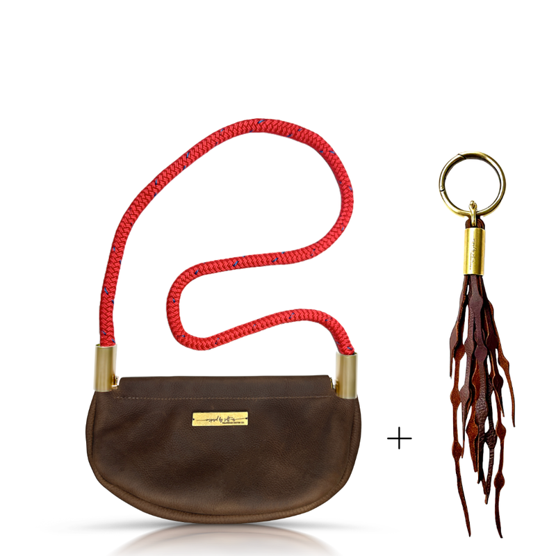 Clam Shell Bag in Brown Leather-zoom-