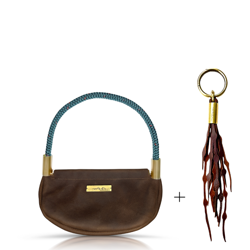 Clam Shell Bag in Brown Leather-zoom-