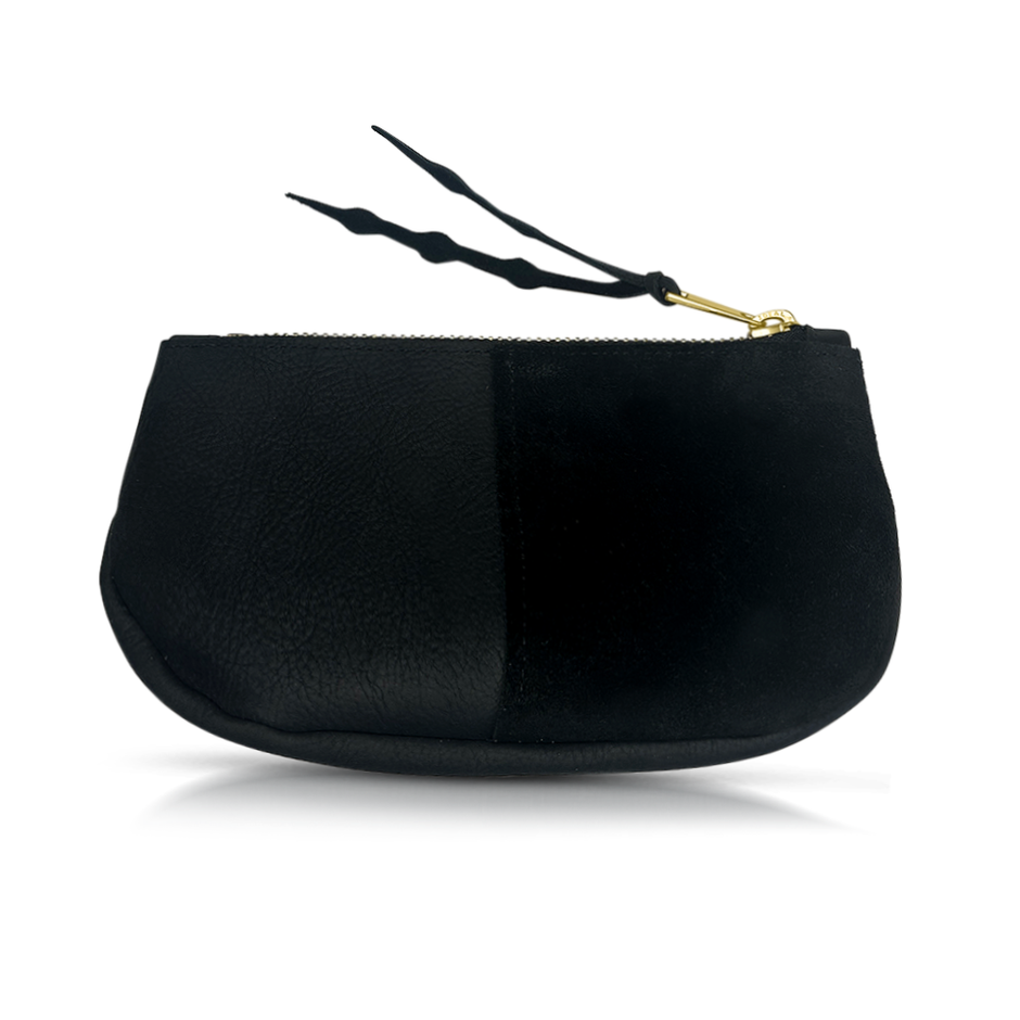 Makeup Bag in Black Leather