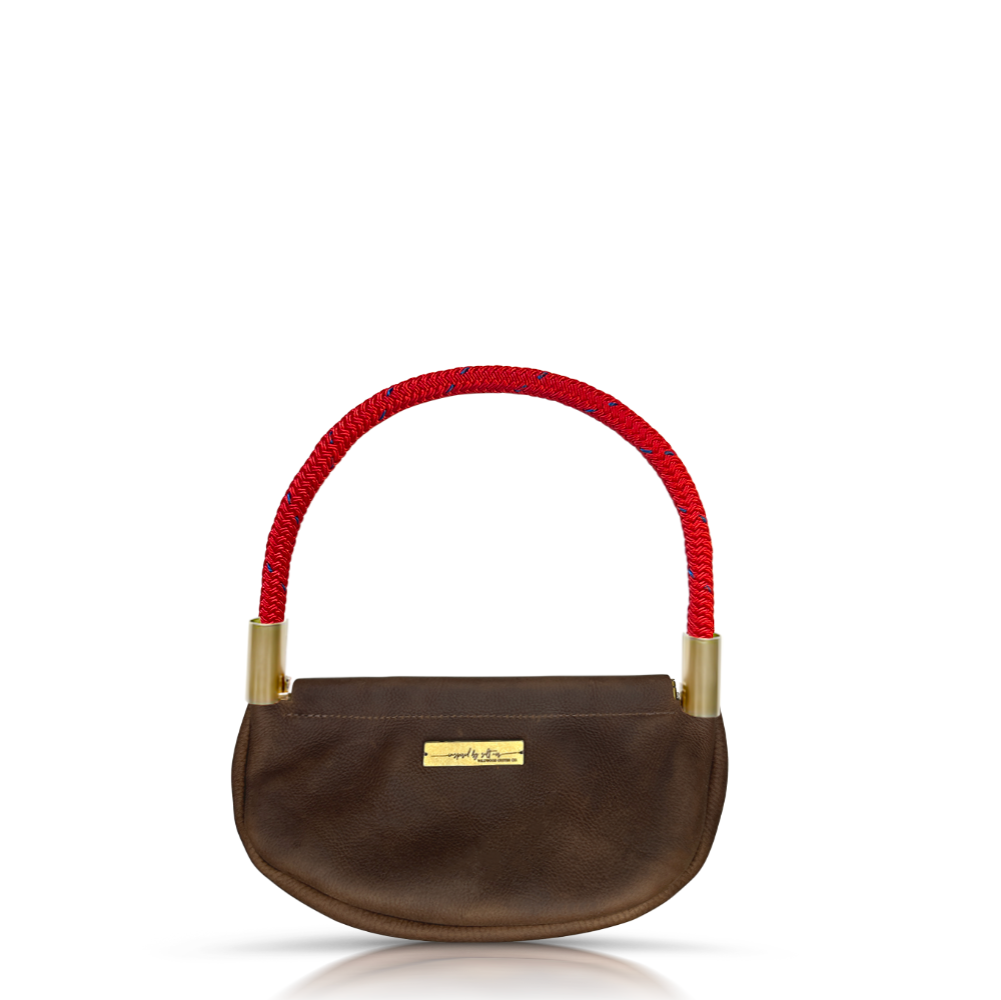 Clam Shell Bag in Brown Leather-50