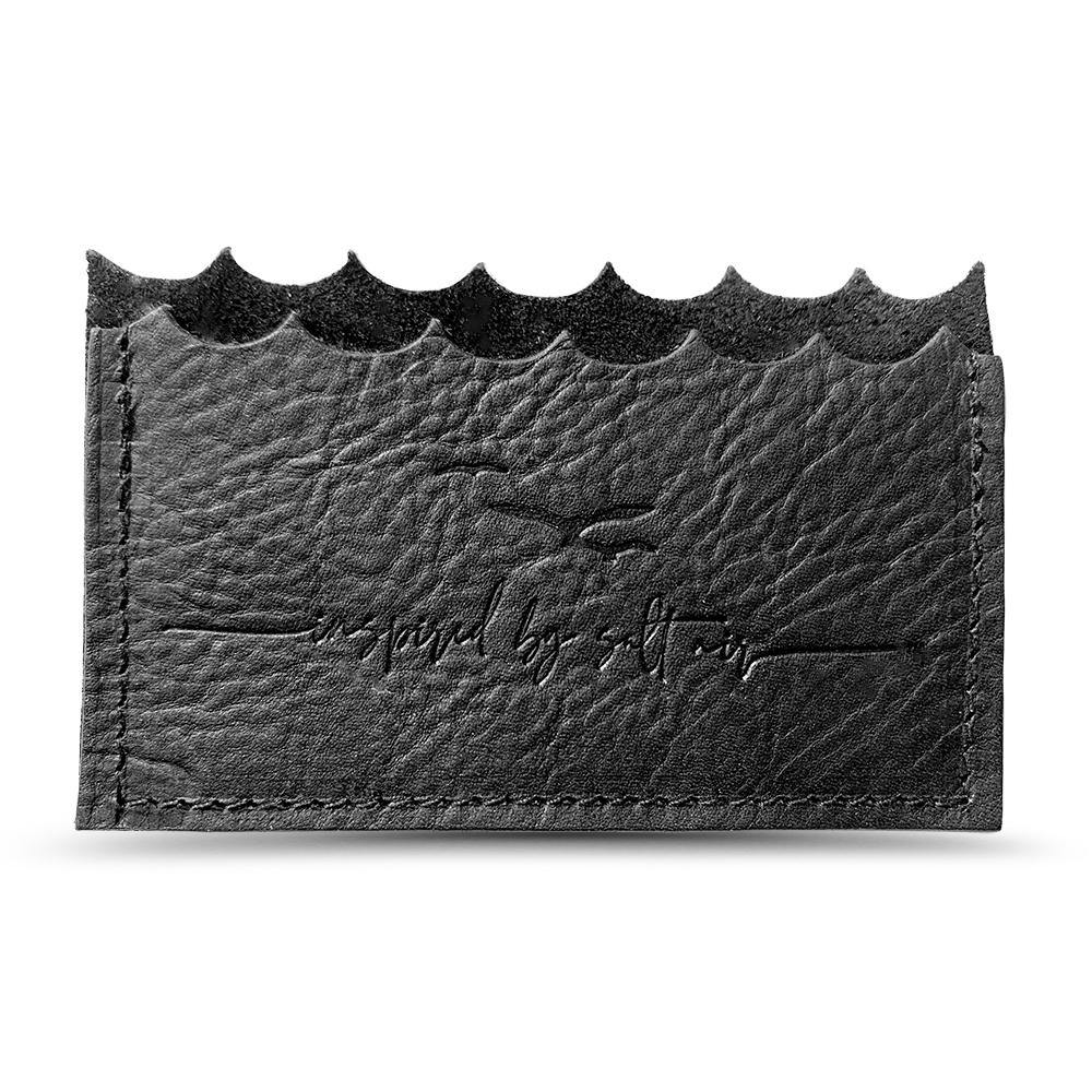 Mini Wallet with Oyster Shell in Black Leather-3