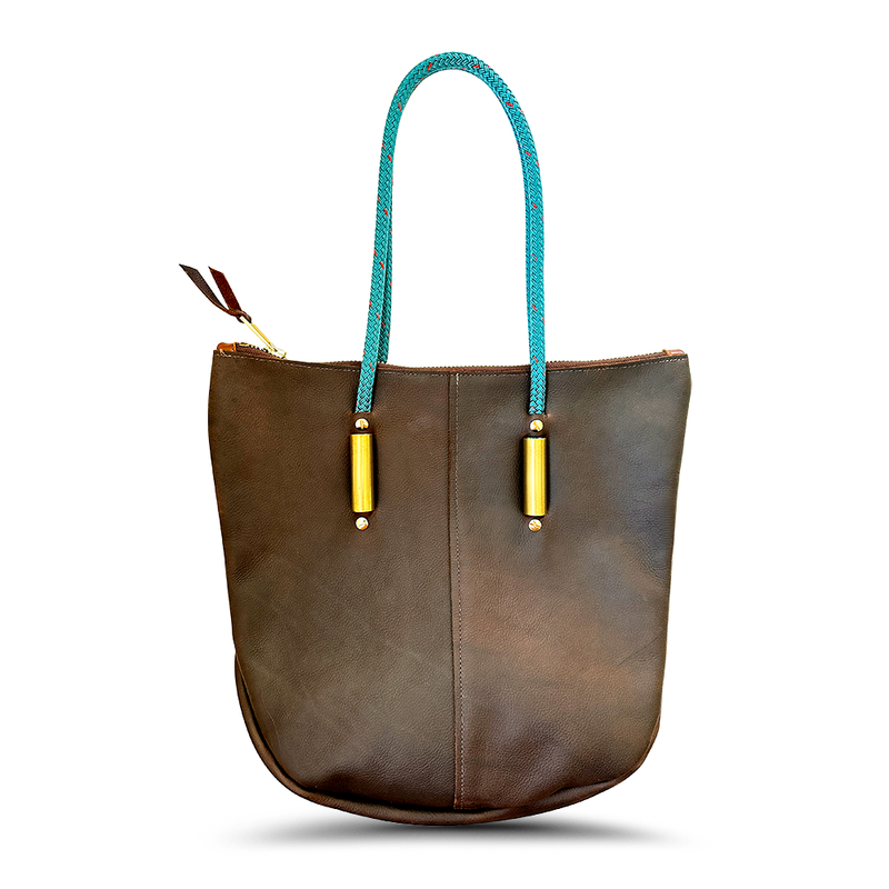 Zip Tote in Brown Leather-zoom-