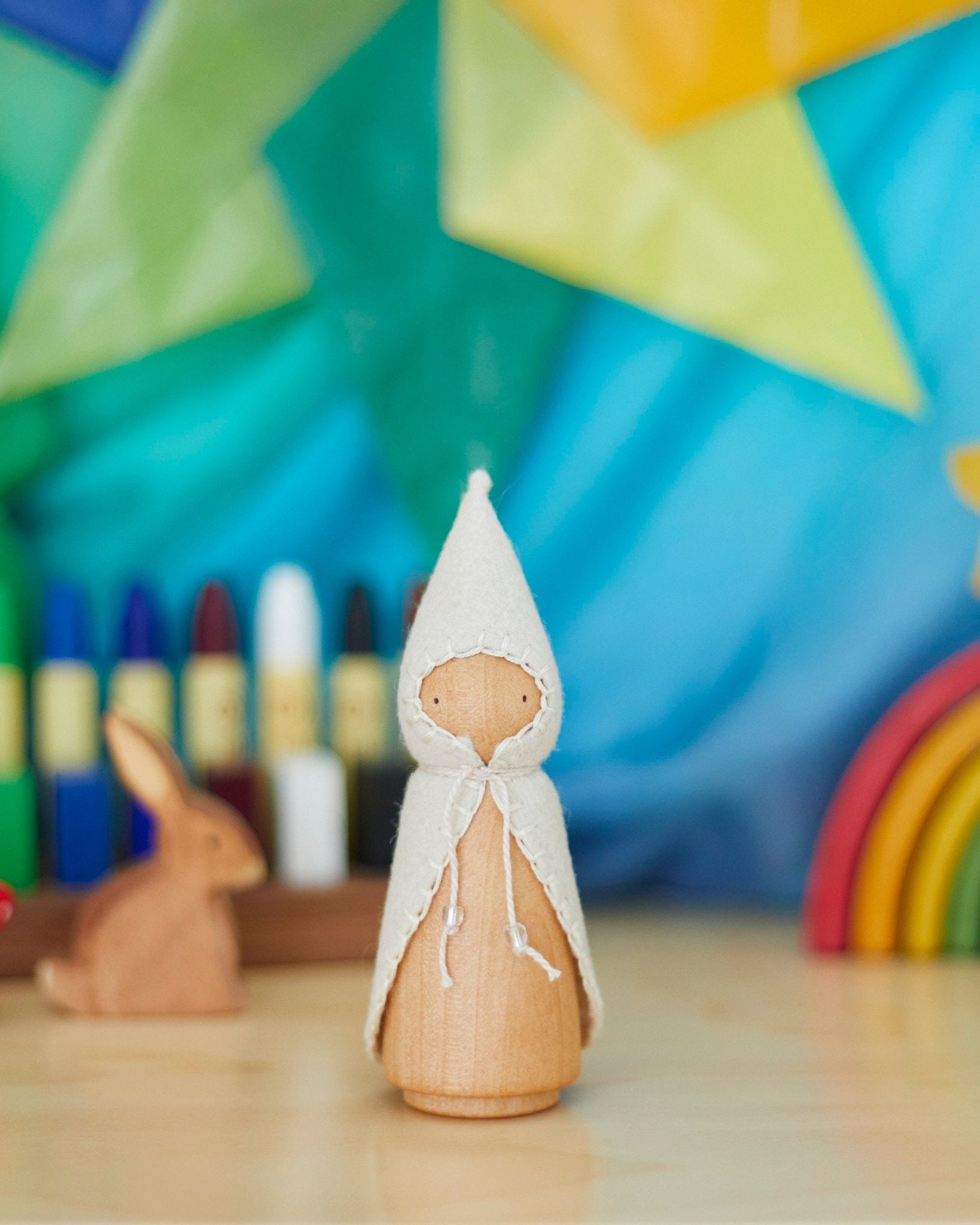 White Wooden Gnome - Aware House - Wonderheart -