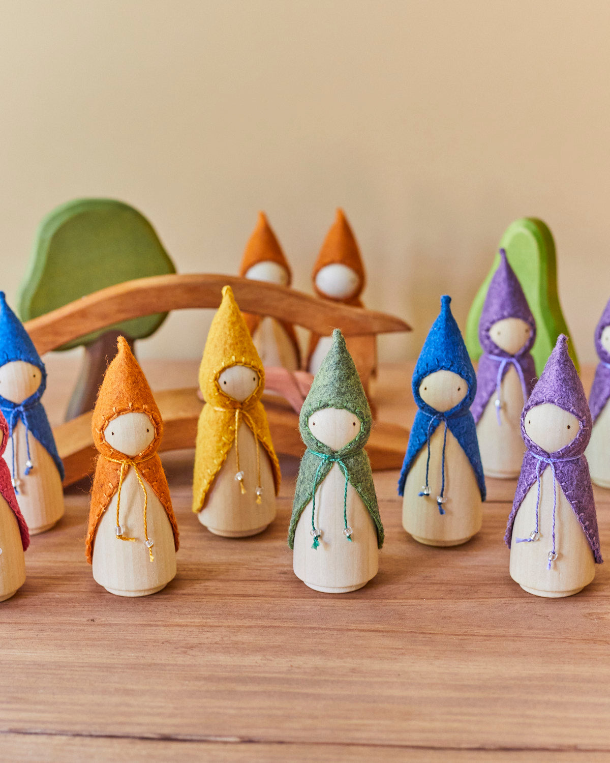 Rainbow Wooden Gnome Set-zoom-8