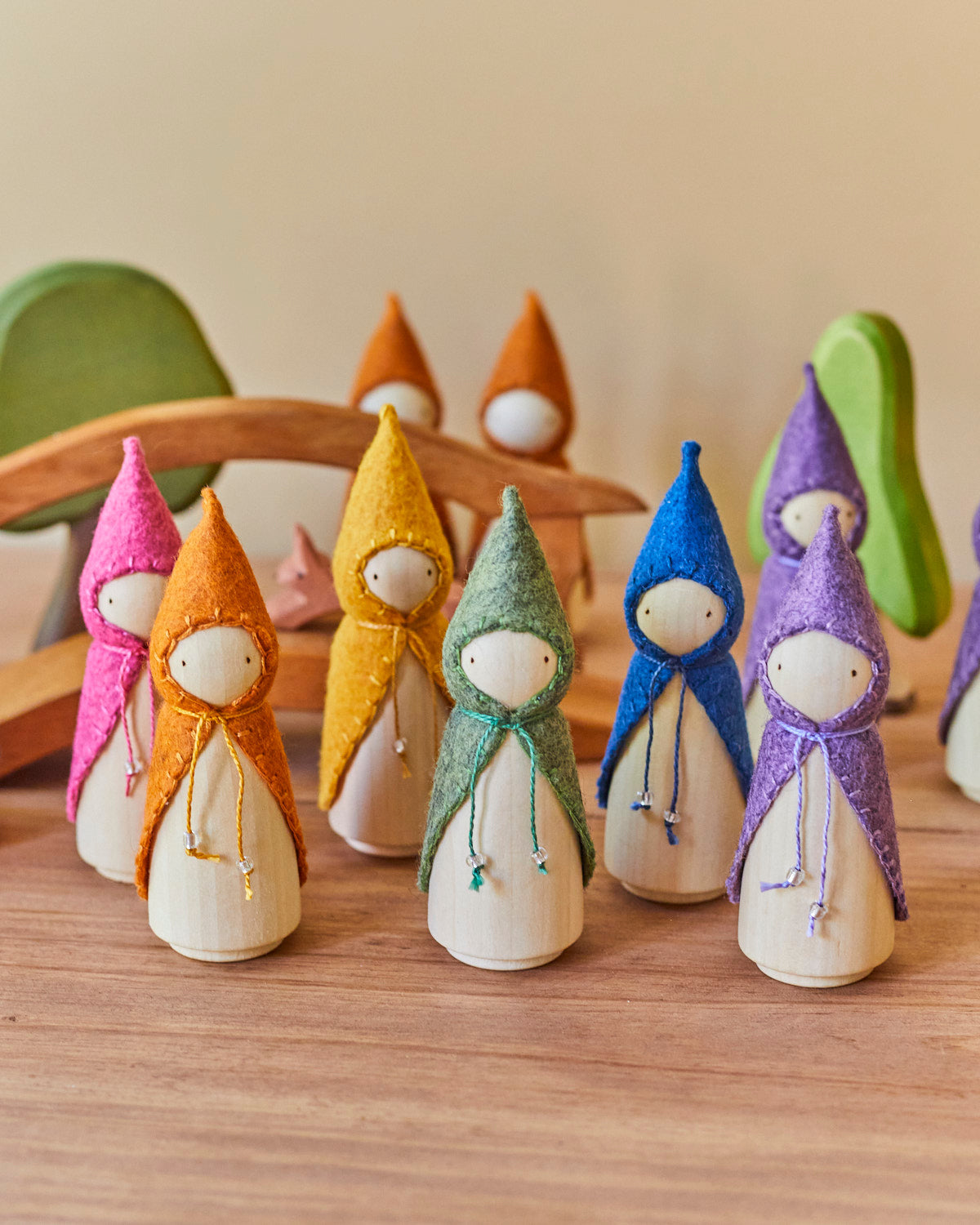Rainbow Wooden Gnome Set-zoom-9