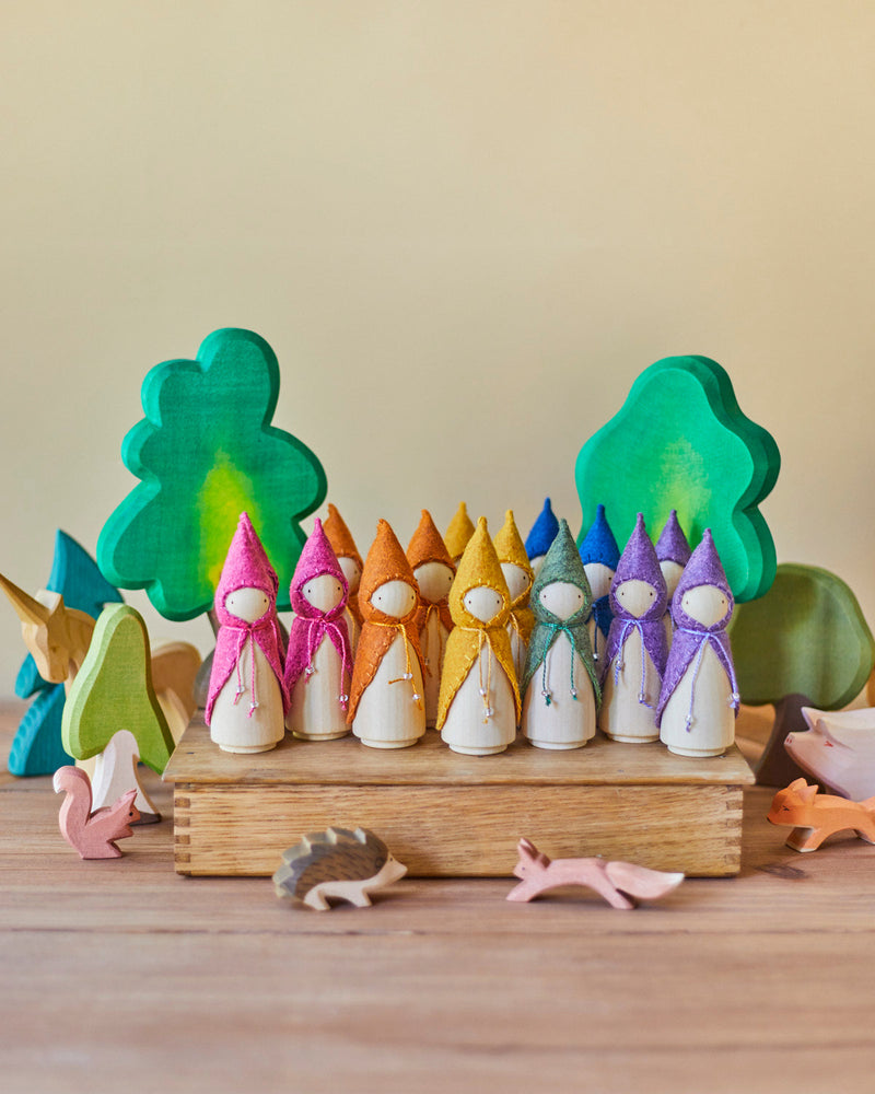 Rainbow Wooden Gnome Set-zoom-