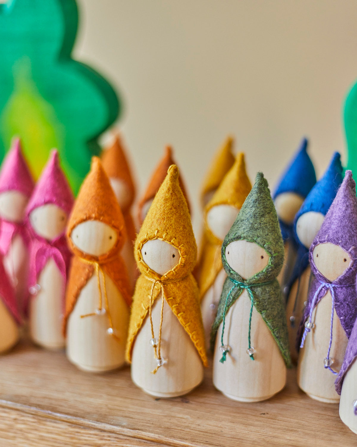Rainbow Wooden Gnome Set-11