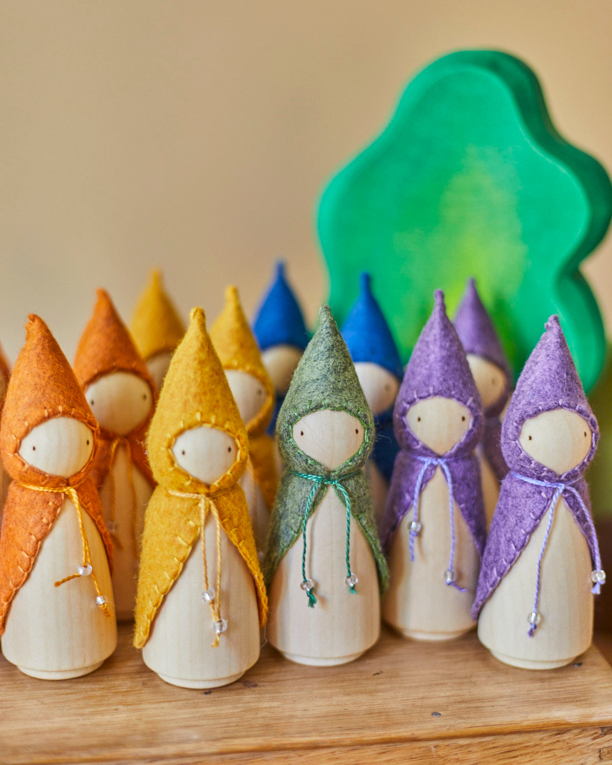 Rainbow Wooden Gnome Set-12