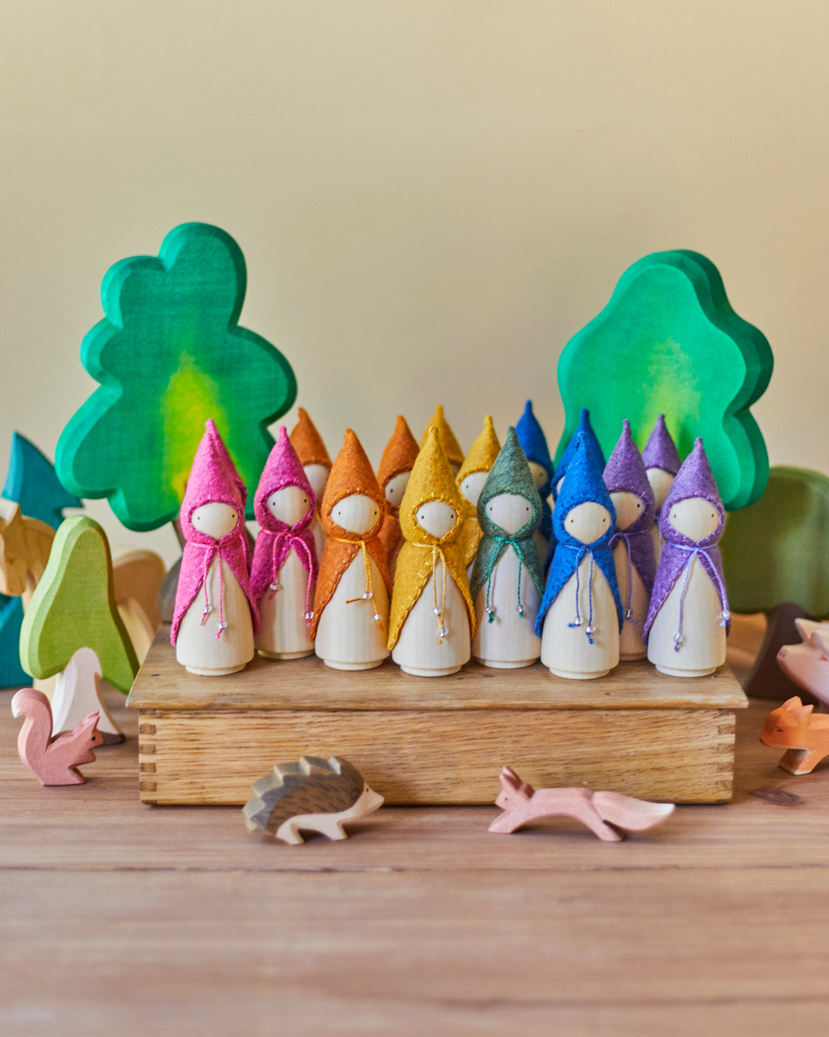 Rainbow Wooden Gnome Set-zoom-13
