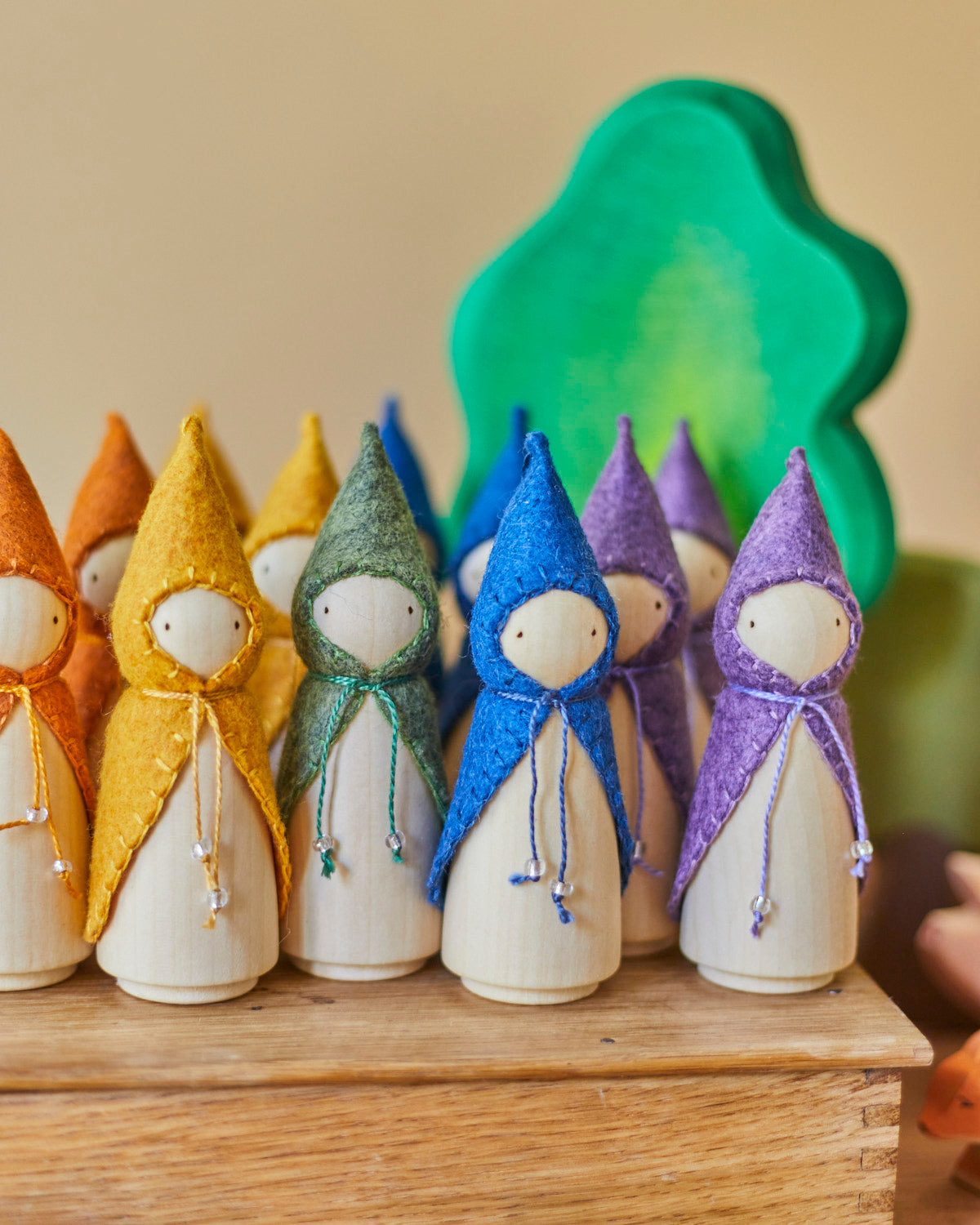 Rainbow Wooden Gnome Set-14